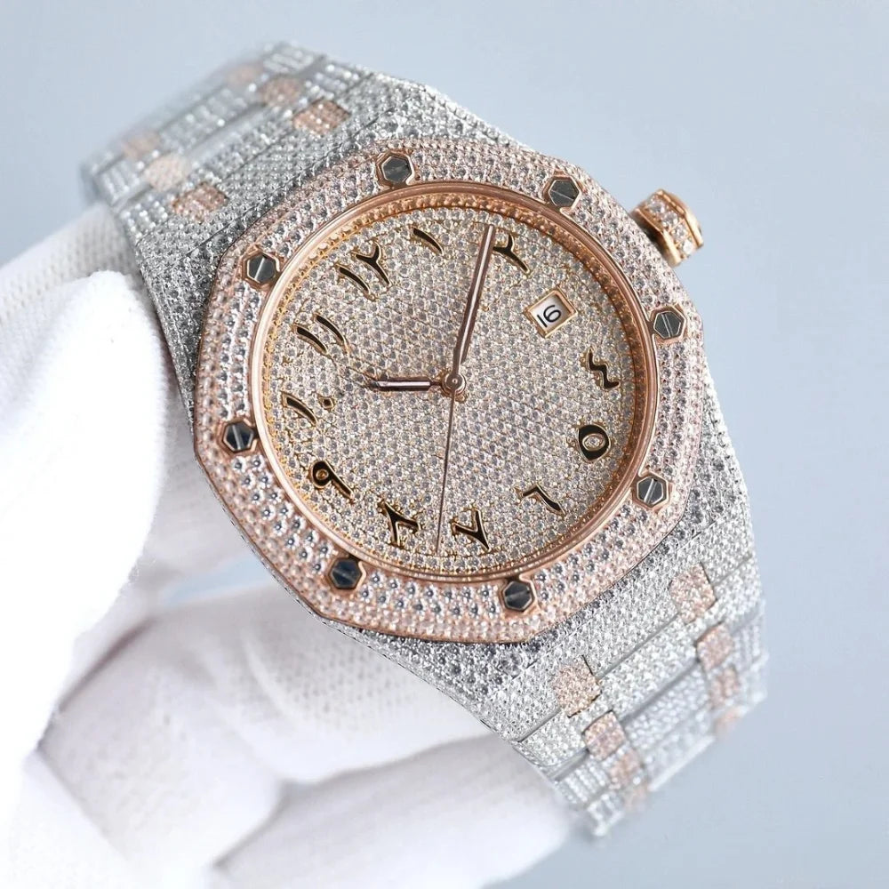 Luxury Iced Out Automatic Watch – Unisex Hip Hop VVS Moissanite