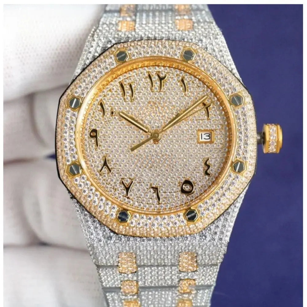 Luxury Iced Out Automatic Watch – Unisex Hip Hop VVS Moissanite