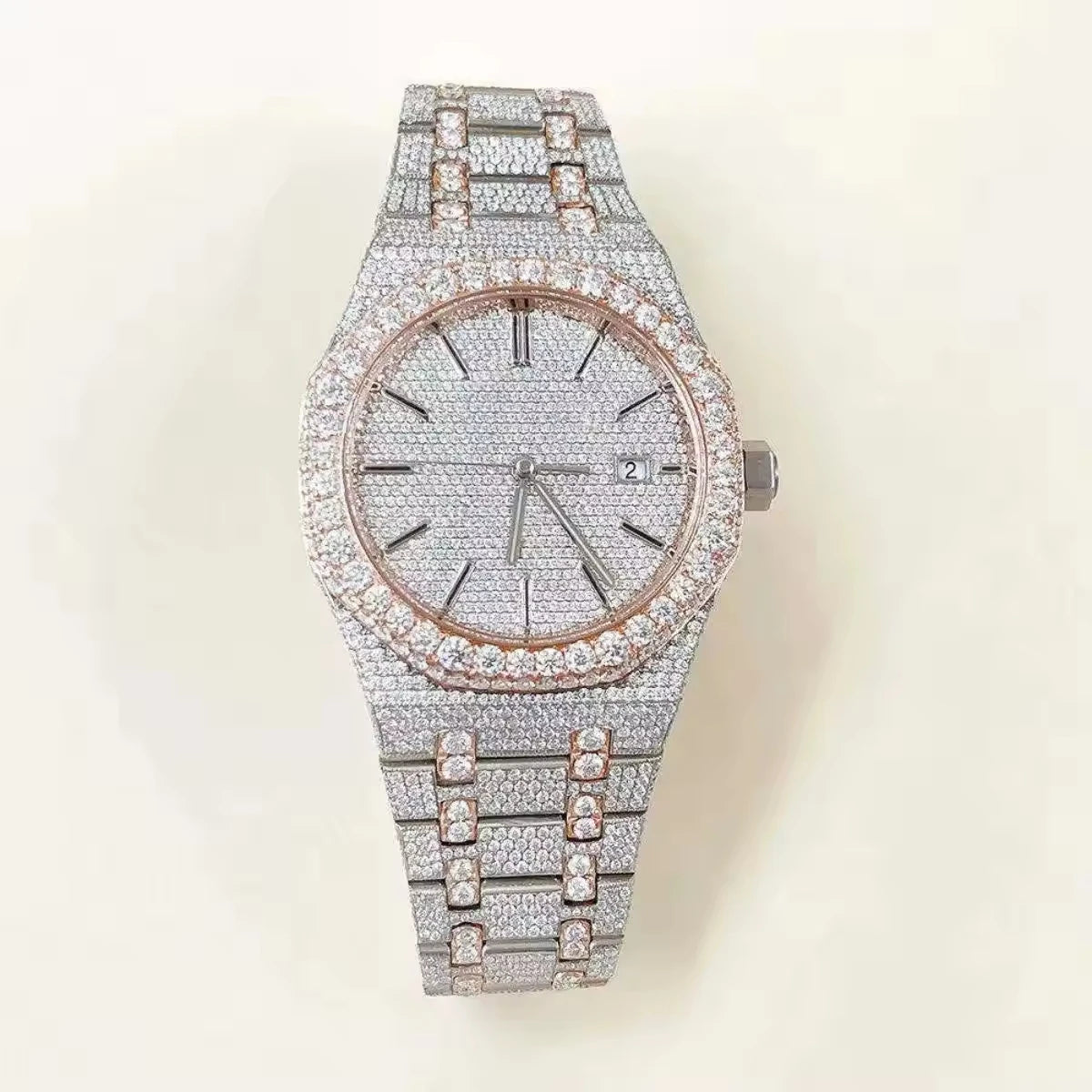 Luxury Iced Out Automatic Watch – Unisex Hip Hop VVS Moissanite