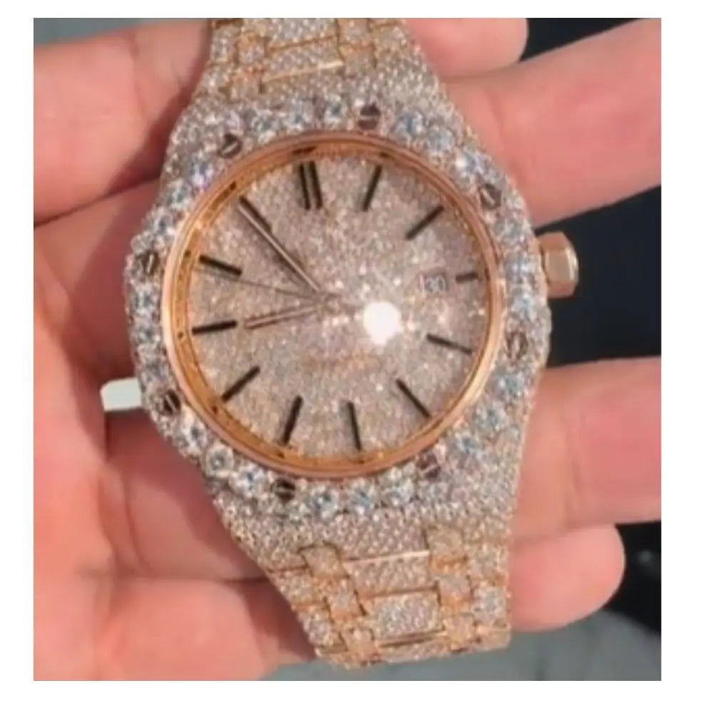 Luxury Iced Out Automatic Watch – Unisex Hip Hop VVS Moissanite