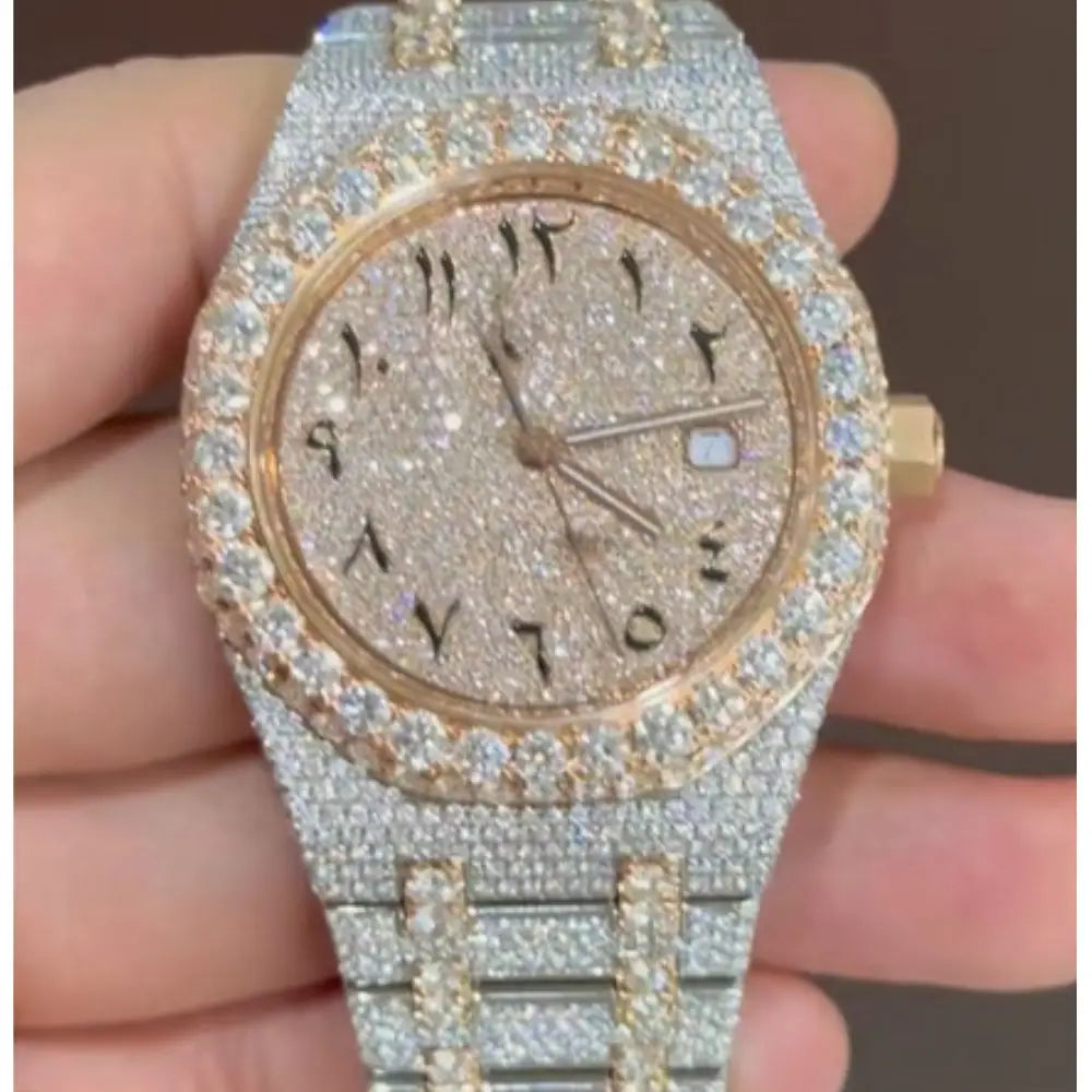 Luxury Iced Out Automatic Watch – Unisex Hip Hop VVS Moissanite