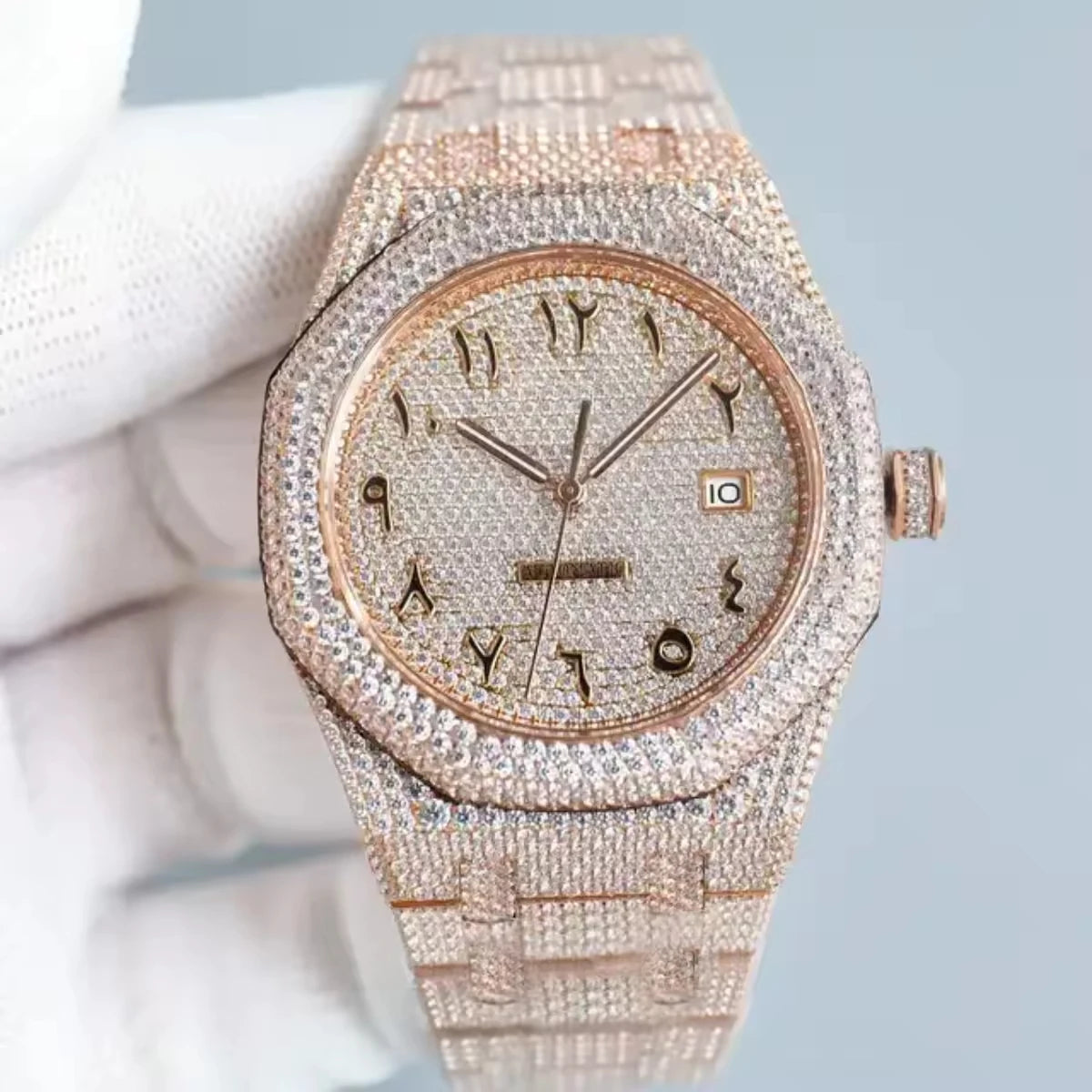 Luxury Iced Out Automatic Watch – Unisex Hip Hop VVS Moissanite