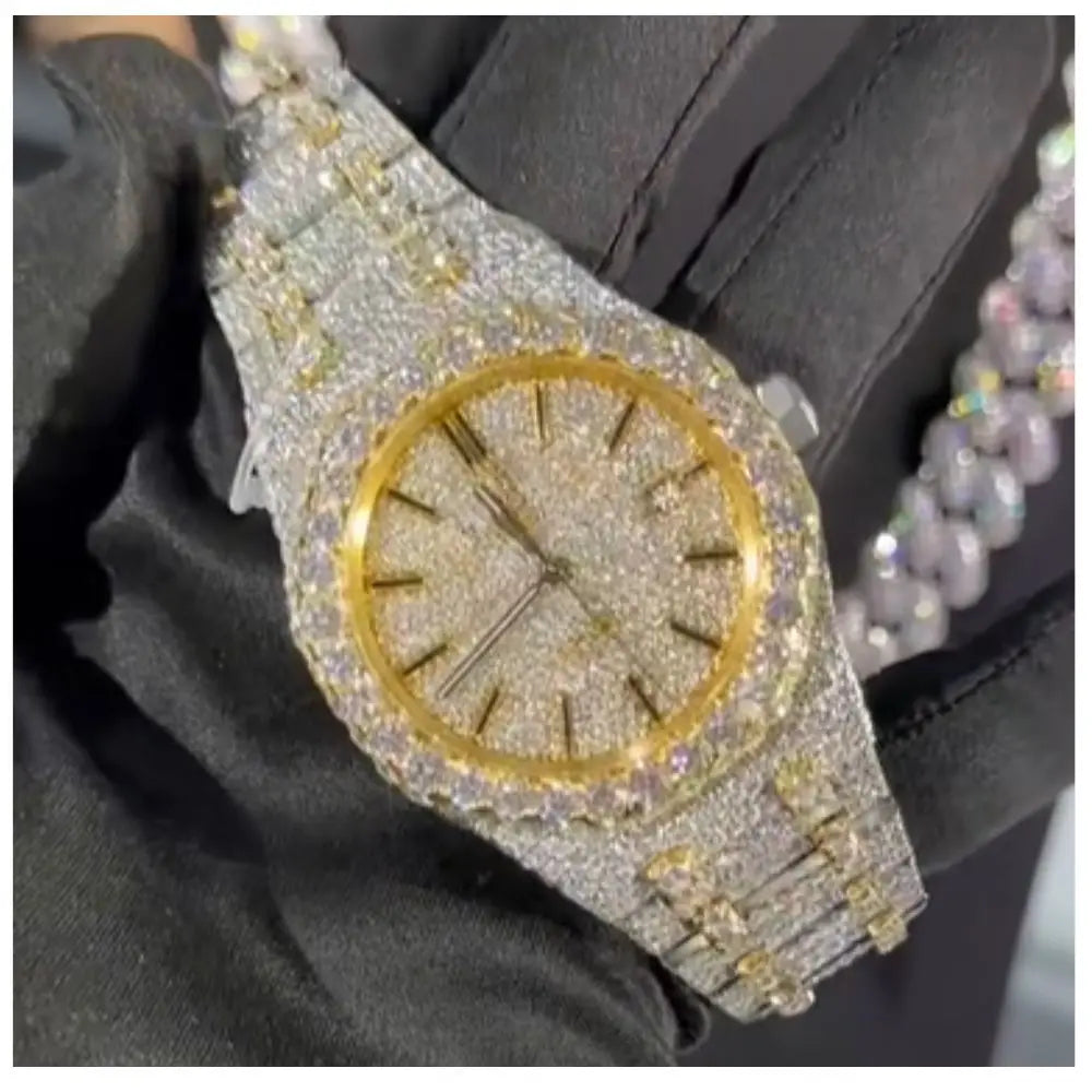 Luxury Iced Out Automatic Watch – Unisex Hip Hop VVS Moissanite