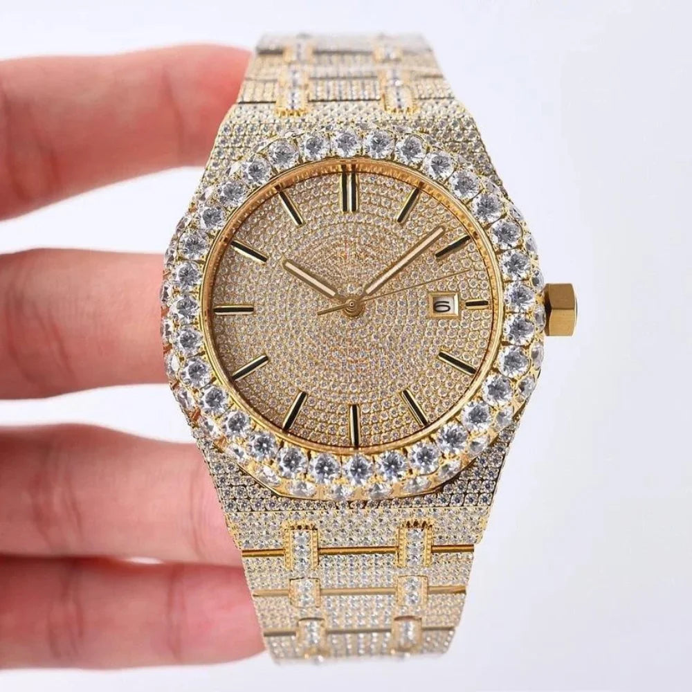 Luxury Iced Out Automatic Watch – Unisex Hip Hop VVS Moissanite