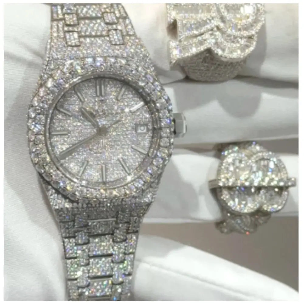 Luxury Iced Out Automatic Watch – Unisex Hip Hop VVS Moissanite