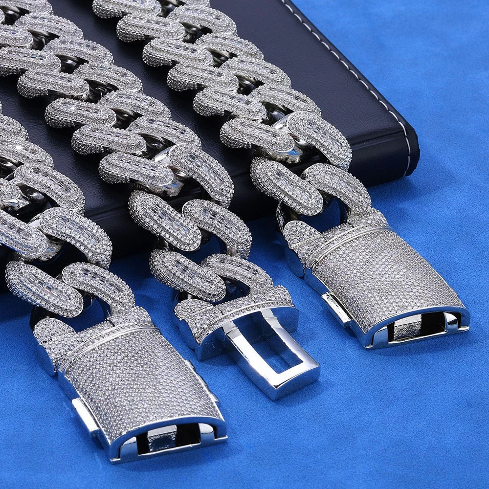 925 Silver Moissanite Necklace 29mm Cuban Chain Versatile Hip Hop Jewelry for Men Trendy Brand