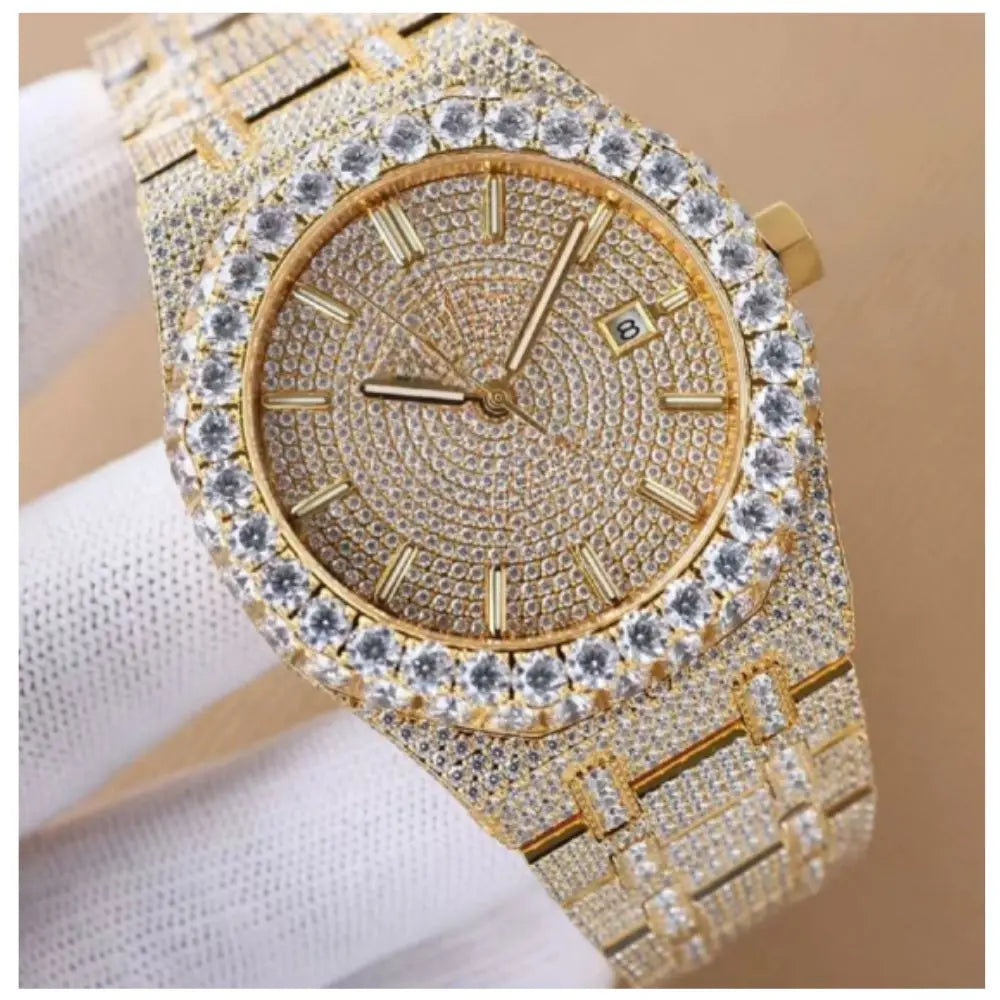 Luxury Iced Out Automatic Watch – Unisex Hip Hop VVS Moissanite