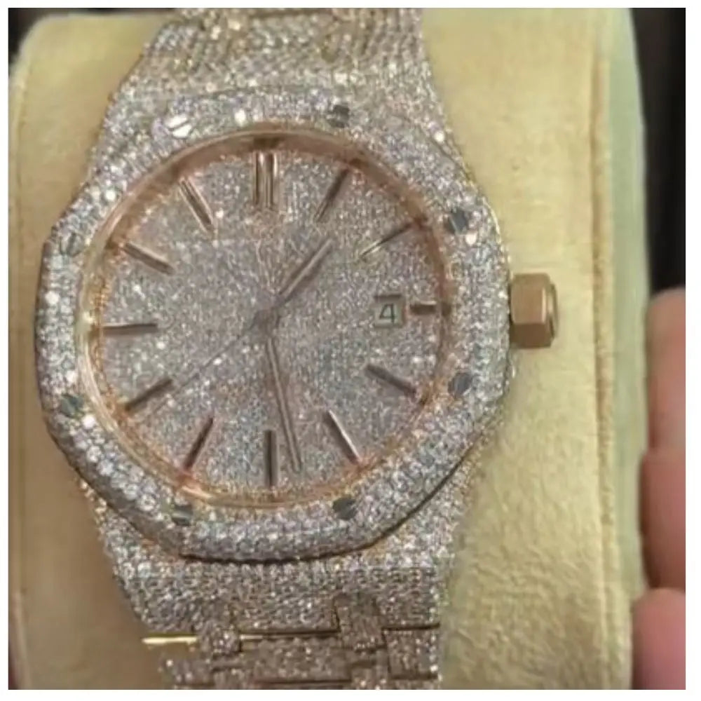 Luxury Iced Out Automatic Watch – Unisex Hip Hop VVS Moissanite
