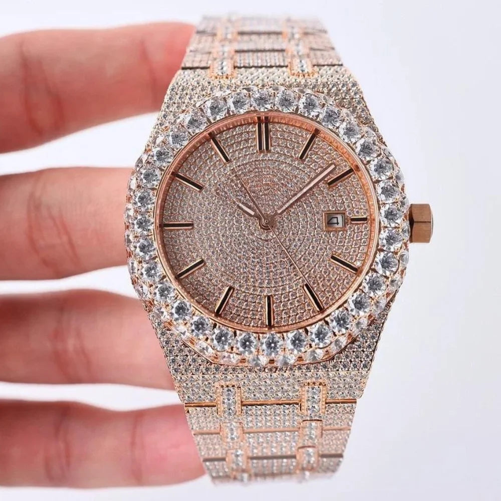 Luxury Iced Out Automatic Watch – Unisex Hip Hop VVS Moissanite