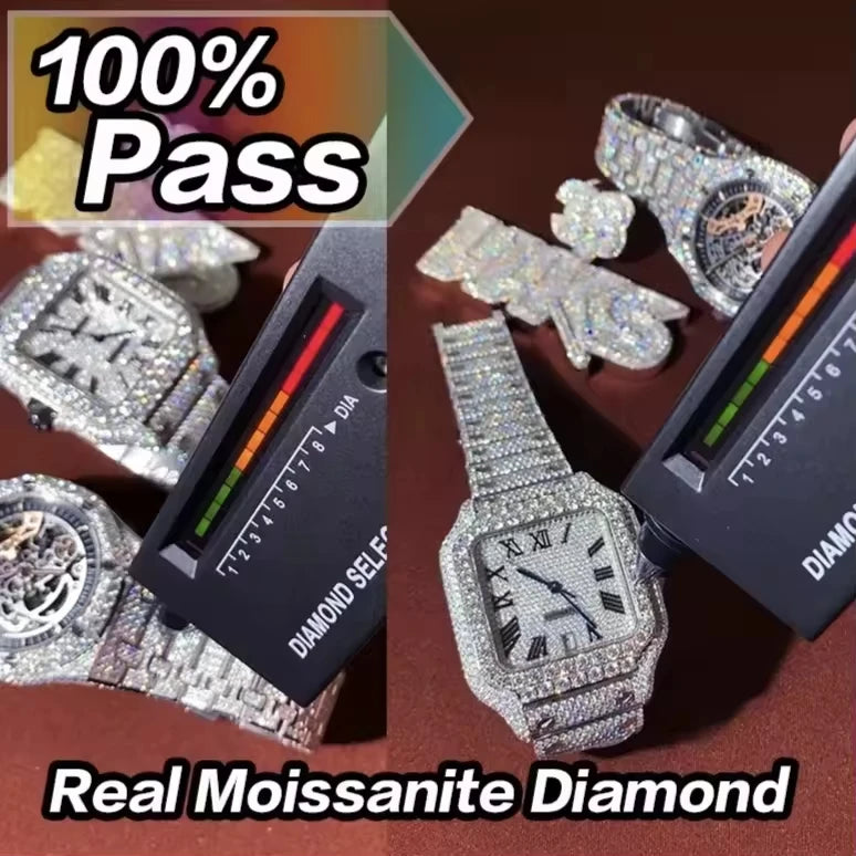 Luxury Iced Out Automatic Watch – Unisex Hip Hop VVS Moissanite