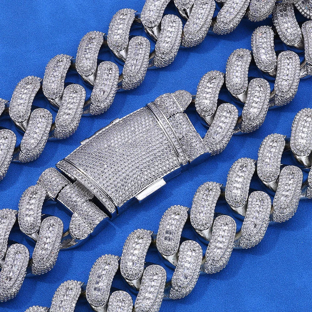 925 Silver Moissanite Necklace 29mm Cuban Chain Versatile Hip Hop Jewelry for Men Trendy Brand