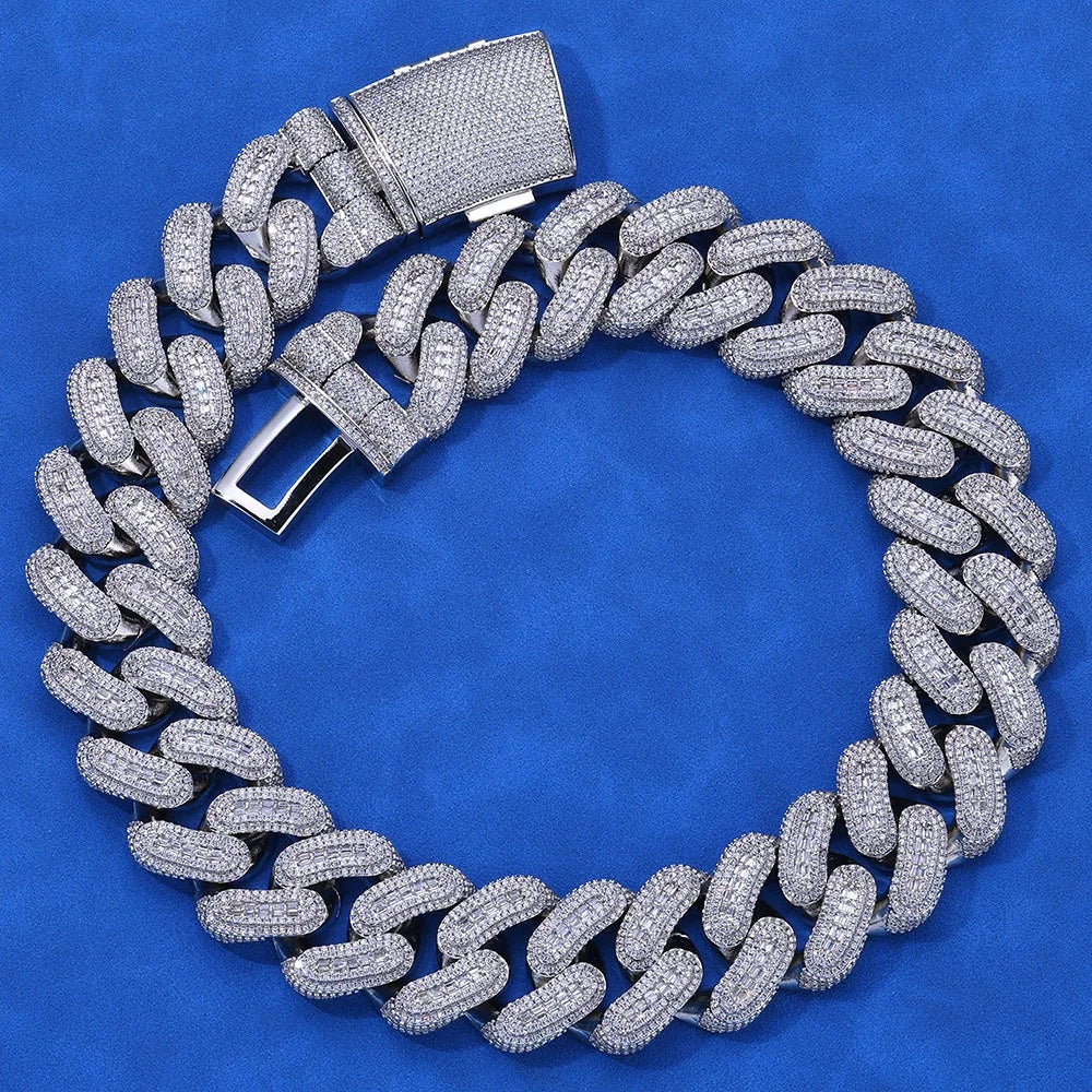 925 Silver Moissanite Necklace 29mm Cuban Chain Versatile Hip Hop Jewelry for Men Trendy Brand