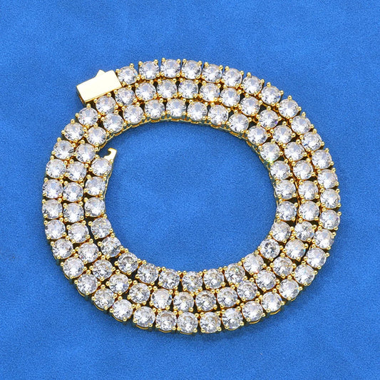 Hip Hop S925 Silver Moissanite Necklace with Spring Clasp Wholesale Tennis Chain for Spring