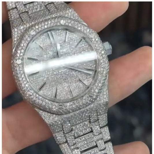 Luxury Iced Out Automatic Watch – Unisex Hip Hop VVS Moissanite