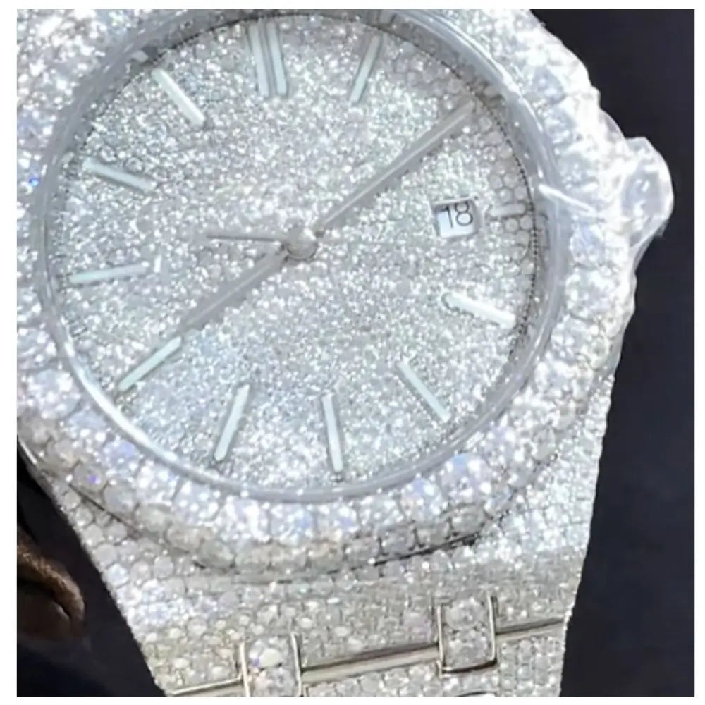 Luxury Iced Out Automatic Watch – Unisex Hip Hop VVS Moissanite