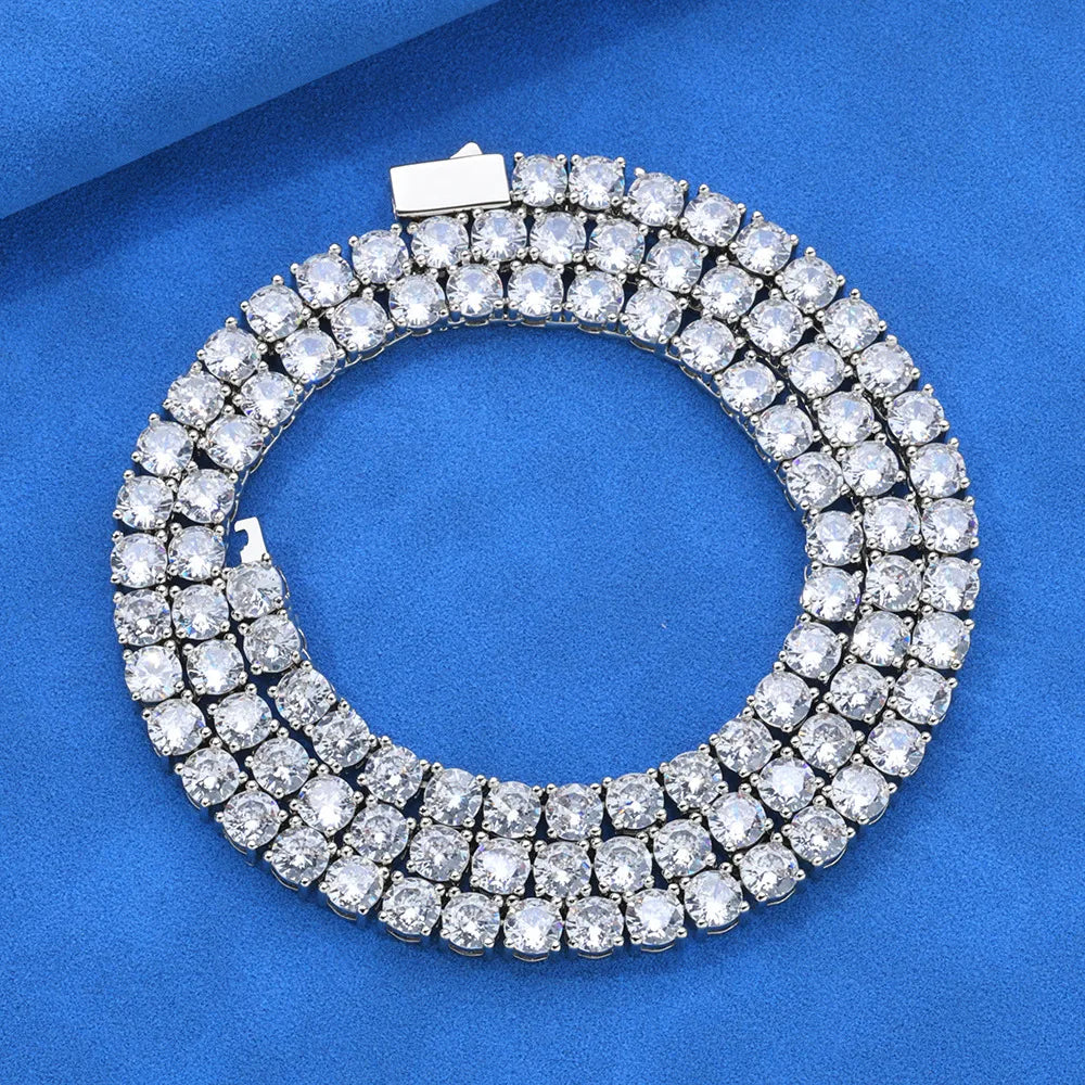 Hip Hop S925 Silver Moissanite Necklace with Spring Clasp Wholesale Tennis Chain for Spring